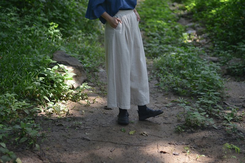 Wide-leg trousers | Hemp mix Linen | Natural Color - 女装长裤 - 棉．麻 白色