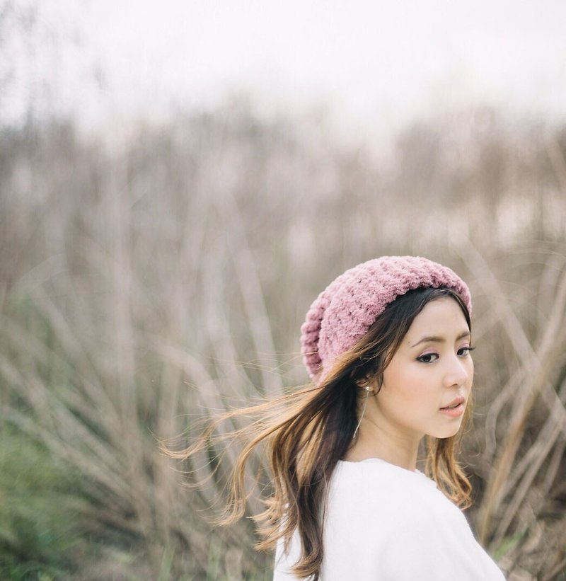 knitted hat handmade - 帽子 - 其他材质 粉红色