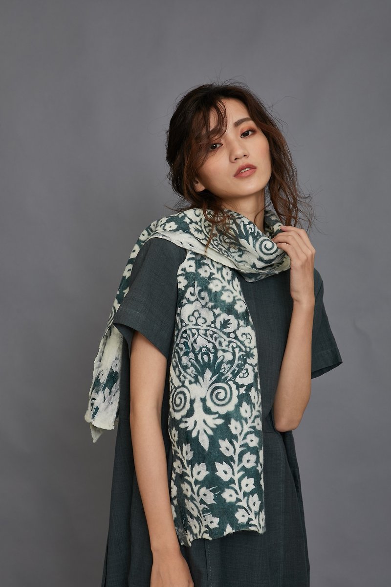 冥想曼陀罗围巾-绿-公平贸易 - 围巾/披肩 - 羊毛 绿色