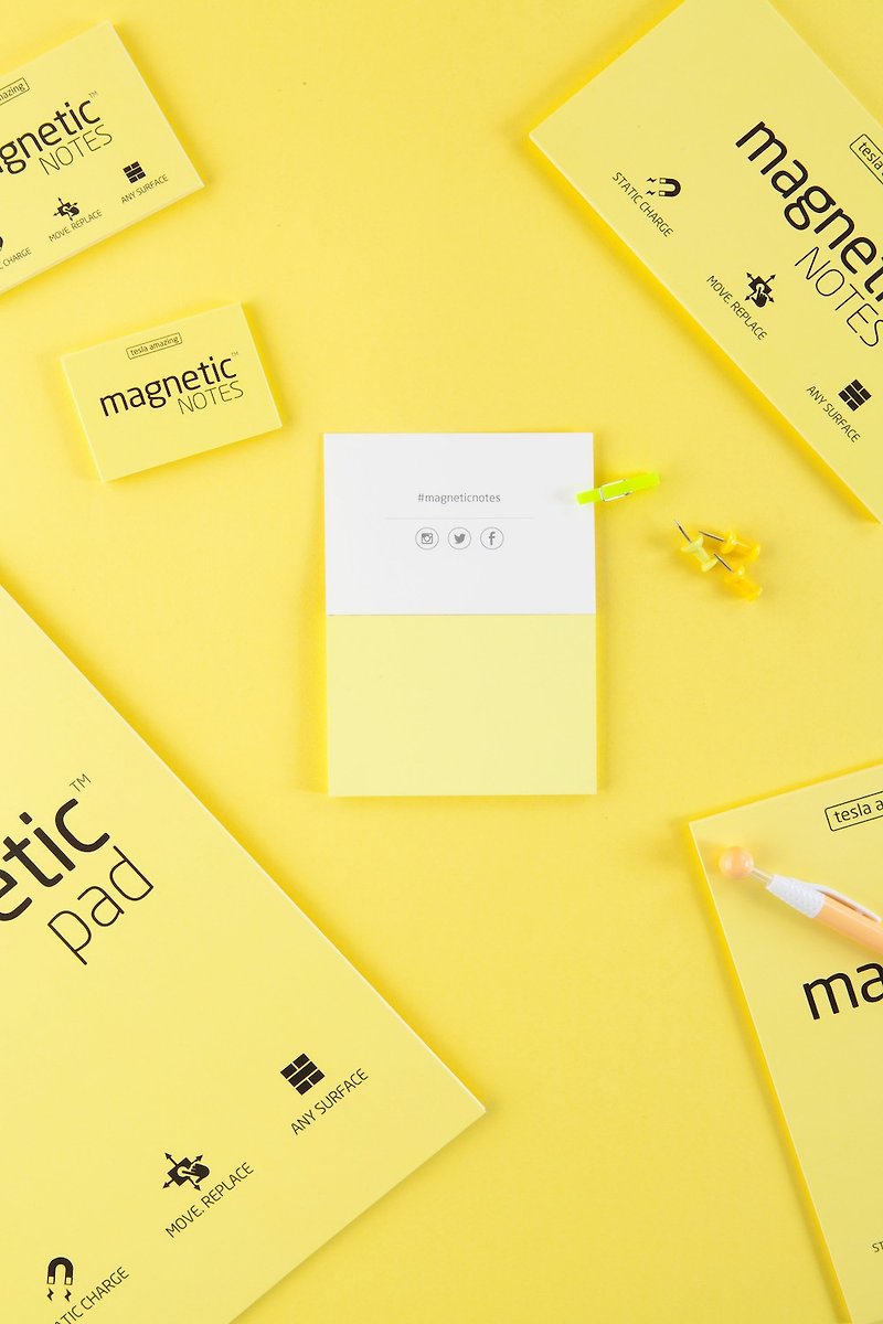磁力便利贴 Magnetic Notes M-Size 黄 - 贴纸 - 纸 黄色
