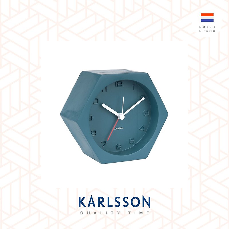 Karlsson 六角形水泥闹钟蓝色, Design by Boxtel Buijs - 时钟/闹钟 - 水泥 蓝色