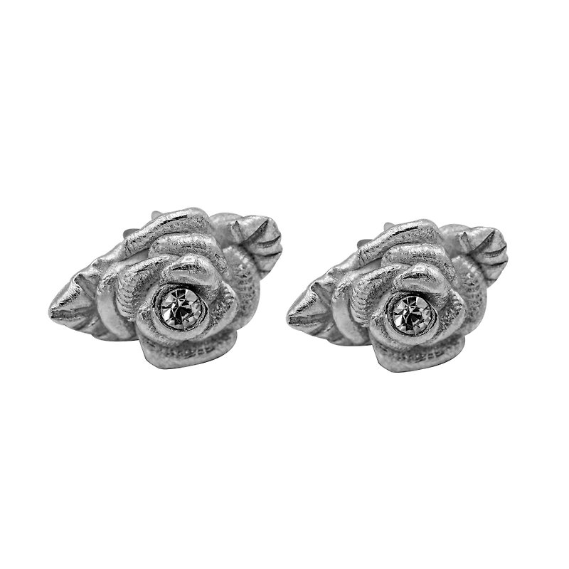 Rosa Leaf earrings - 耳环/耳夹 - 银 银色