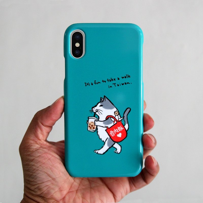 Smartphone case Cat walks in Taiwan Blue green