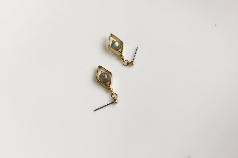 相印-光谱石款 黄铜耳环 - 耳环/耳夹 - 其他金属 银色