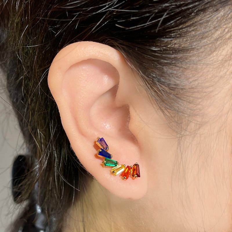 锆石彩虹耳环 - 爬耳式 - 耳环/耳夹 - 其他金属 