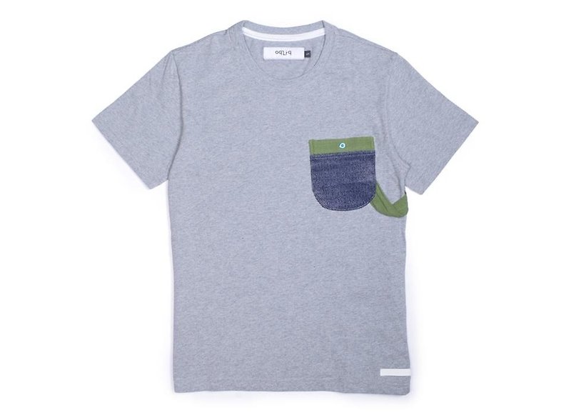 oqLiq - Urban Knight - 针织工作口袋T-shirt (灰) - 男装上衣/T 恤 - 棉．麻 灰色