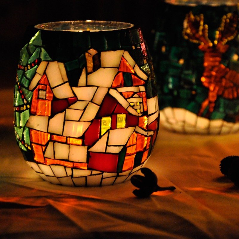 原创玻璃马赛克手工拼贴烛台/麋鹿/家居装饰摆件 原创浪漫圣诞礼物 - 蜡烛/烛台 - 玻璃 