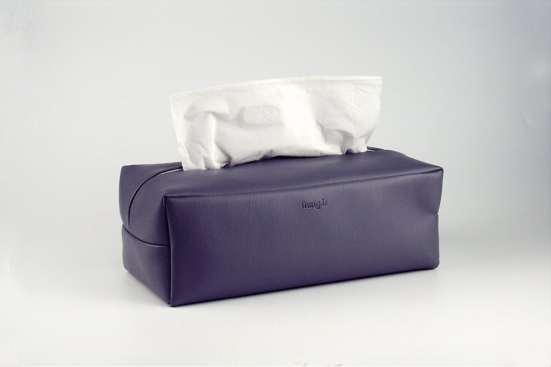 抽取式面纸盒 简约防水环保皮革卫生纸巾盒 暗蓝色 - 纸巾盒 - 人造皮革 蓝色