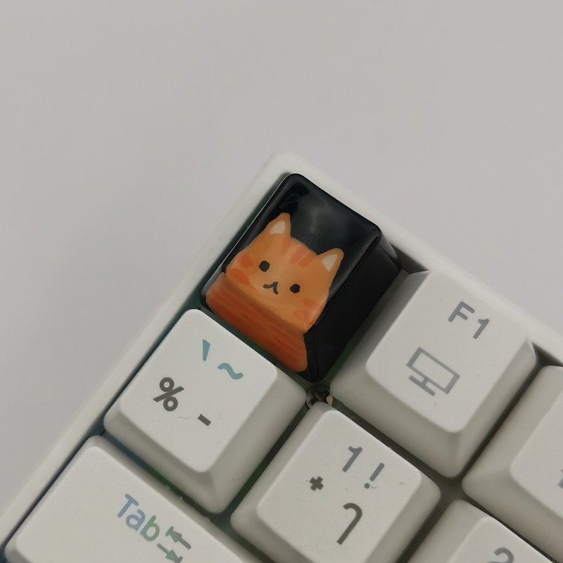 塑料 电脑配件 黑色 - OEM keycap Orange cat Ginger cat on black PBT
