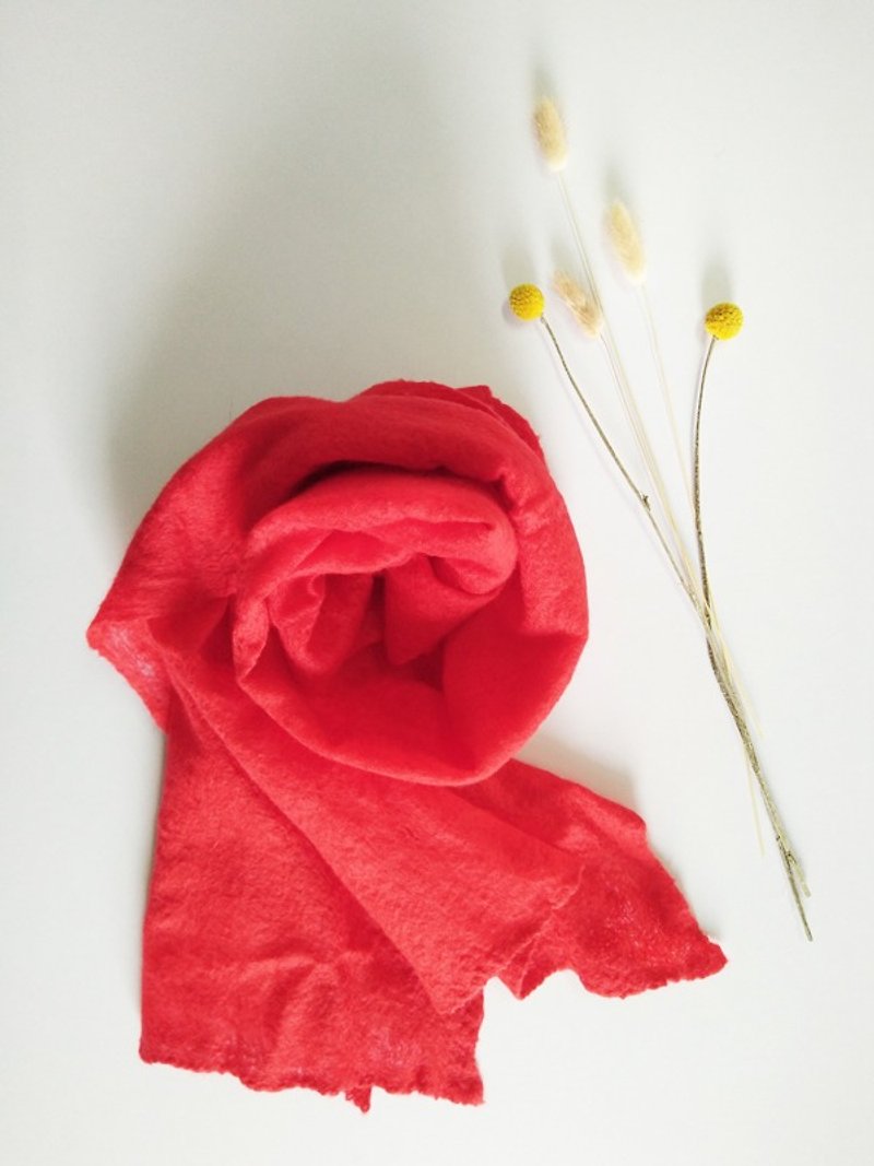miniyue 羊毛毡围巾 轻柔特薄 台湾制造 限量手工 - 丝巾 - 羊毛 红色