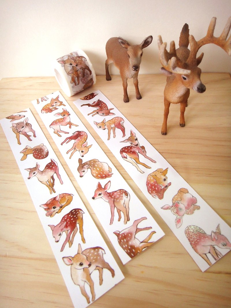 棕色小动物系列-花鹿纸胶带 - 纸胶带 - 纸 多色