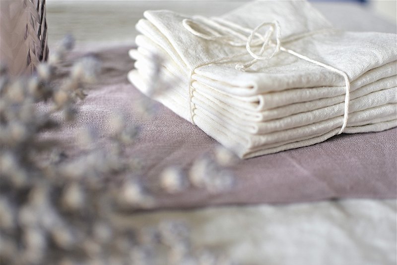 Set of handmade linen place mats, linen napkins - 餐垫/桌巾 - 亚麻 