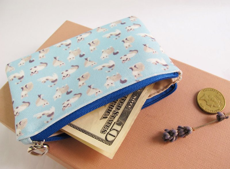 猫猫 零钱包 小钱包 - 化妆包/杂物包 - 棉．麻 蓝色