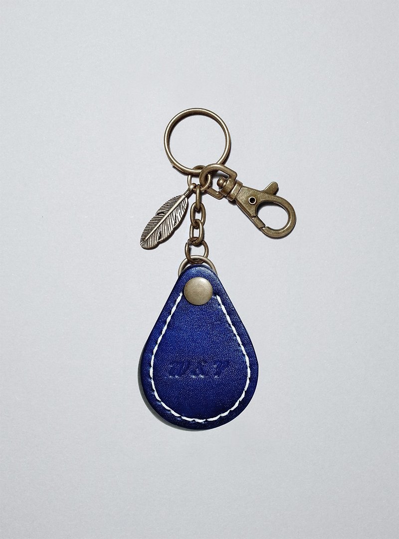意大利植鞣革 / 雨滴名牌钥匙圈 / 吊饰 定制 - 钥匙链/钥匙包 - 真皮 蓝色