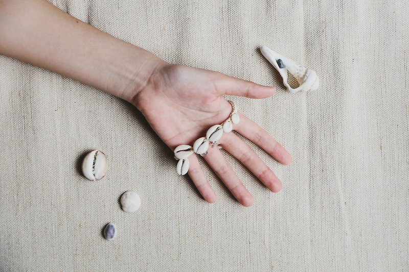 潮汐 | 贝壳海星银饰蜡绳编织脚链 - 手链/手环 - 贝壳 白色