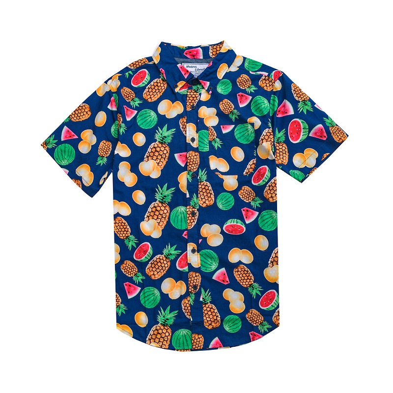 Fruit Combo Shirt 综合水果衬衫-深蓝色 - 男装衬衫 - 棉．麻 蓝色