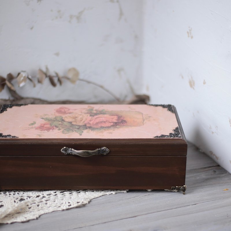 Amour爱木木-古典玫瑰精油木盒 墨水盒 收纳木盒 - 收纳用品 - 木头 