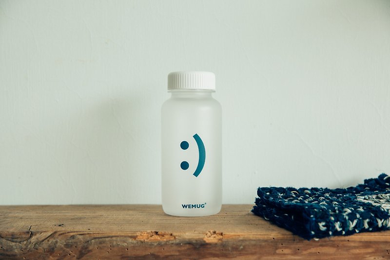 日系 笑脸表情 Emoji 水瓶 随行水杯 水壶 可加配滤网 - 蓝色微笑 - 水壶/水瓶 - 塑料 白色