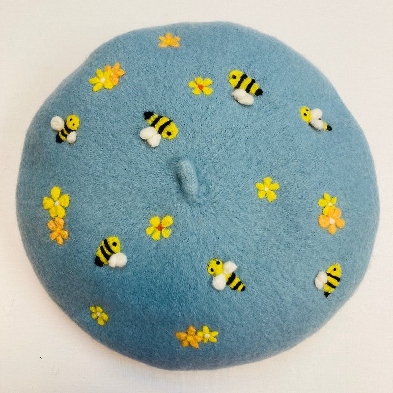 羊毛毡贝蕾帽-  花与蜜蜂 - 帽子 - 羊毛 