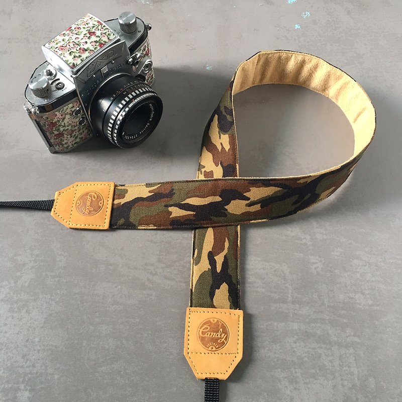 Camo Flag Brown camera Strap - 相机 - 棉．麻 咖啡色