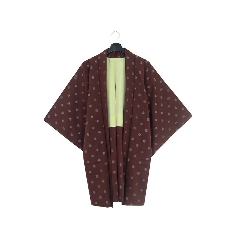 Back to Green::日本带回和服 羽织 深咖啡 成稳长版 vintage kimono (KC-12) - 女装休闲/机能外套 - 丝．绢 