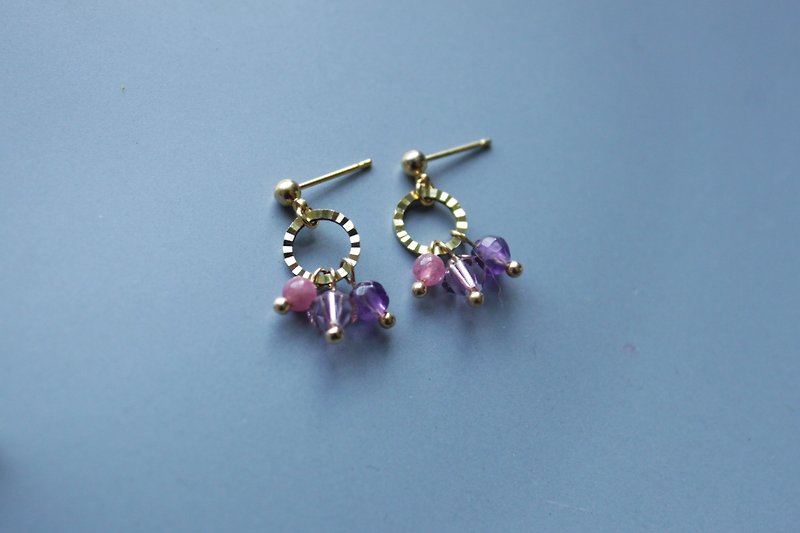 │点点│耳环-紫 - 耳环/耳夹 - 其他金属 紫色