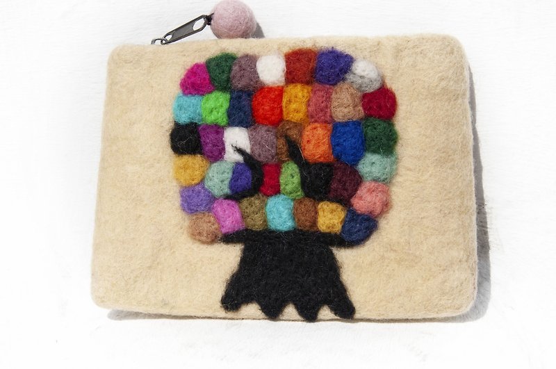 悠游卡套 羊毛毡化妆包 复古相机包 手机袋 羊毛毡手机-彩虹大树 - 化妆包/杂物包 - 羊毛 多色