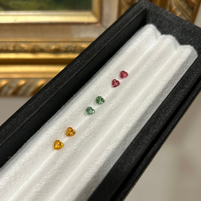 【裸石】碧玺 Tourmaline 配对宝石 4mm 心形宝石 - 项链 - 宝石 多色