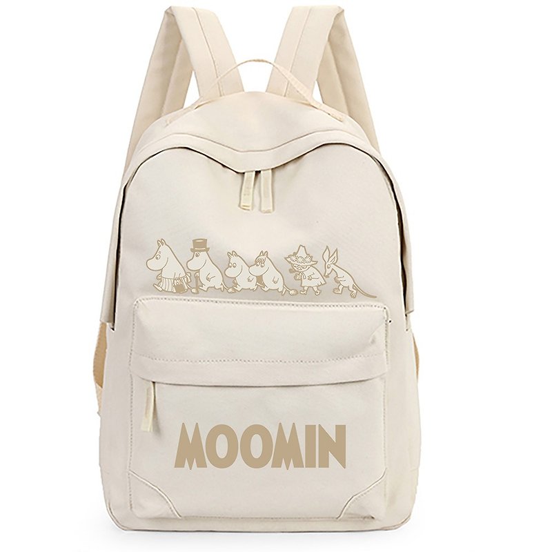 Moomin噜噜米授权-拉链后背包(米) - 后背包/双肩包 - 棉．麻 白色