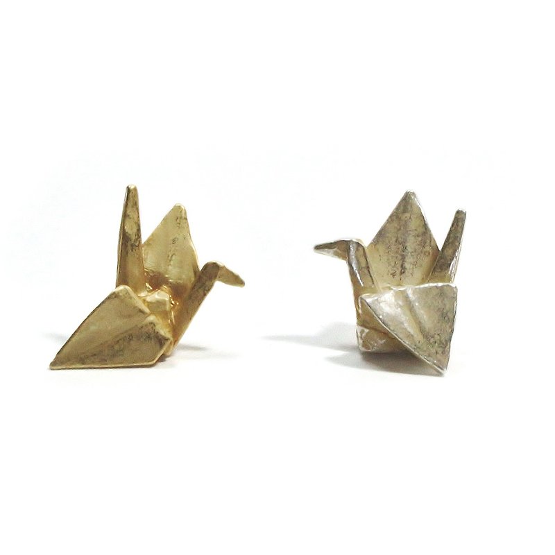 折鶴ピアス PA455 - 耳环/耳夹 - 其他金属 金色