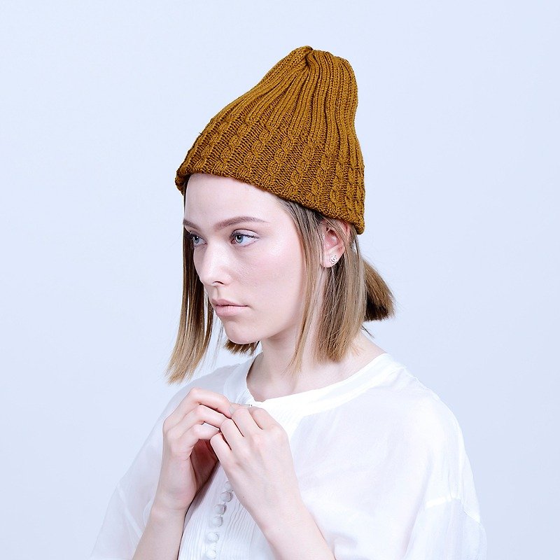 日本制造麻花卷针织毛帽 - 帽子 - 压克力 黑色