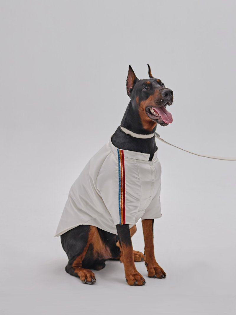 【PEHOM】 宠物服饰 | 三色条狗狗运动衣 - 衣/帽 - 聚酯纤维 白色