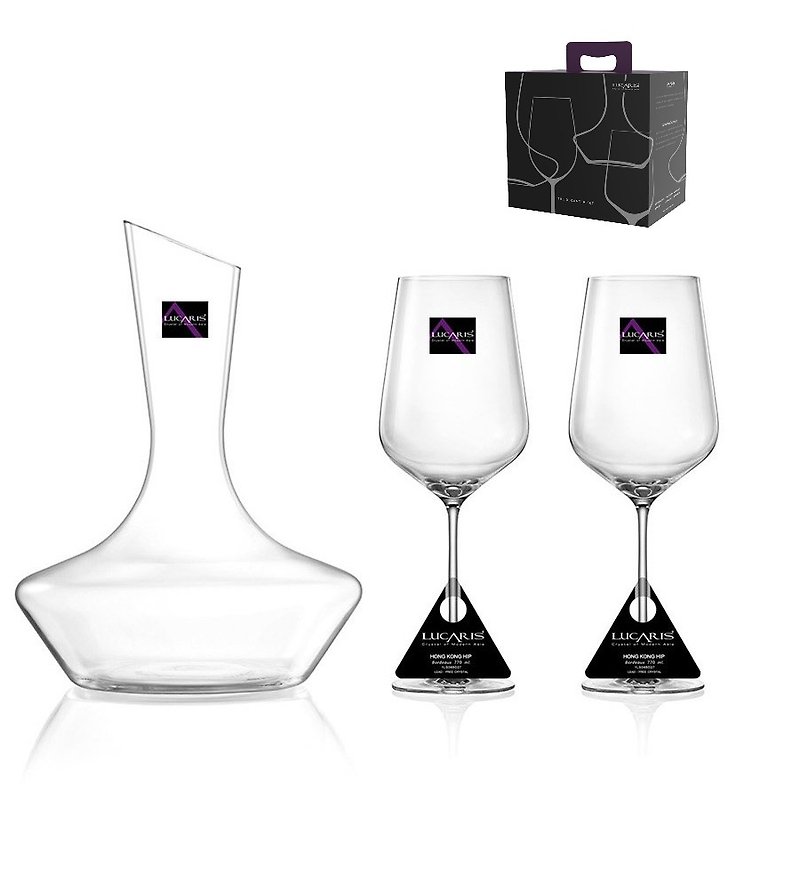 Bliss 礼盒组 醒酒瓶+2只红酒杯 - 酒杯/酒器 - 玻璃 白色