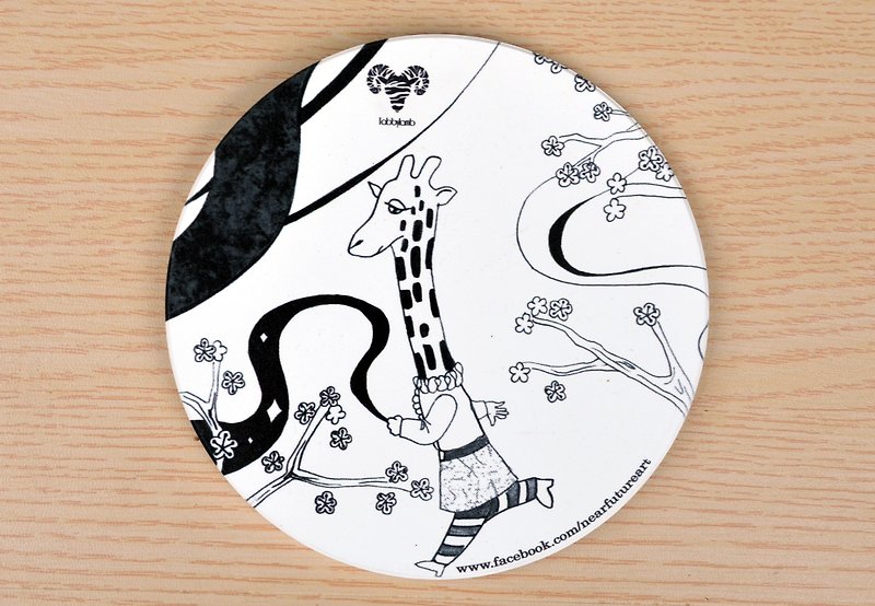 虎斑羊- 个性女孩的幽默时光-插画马克杯/黑白长颈鹿 - 杯垫 - 陶 