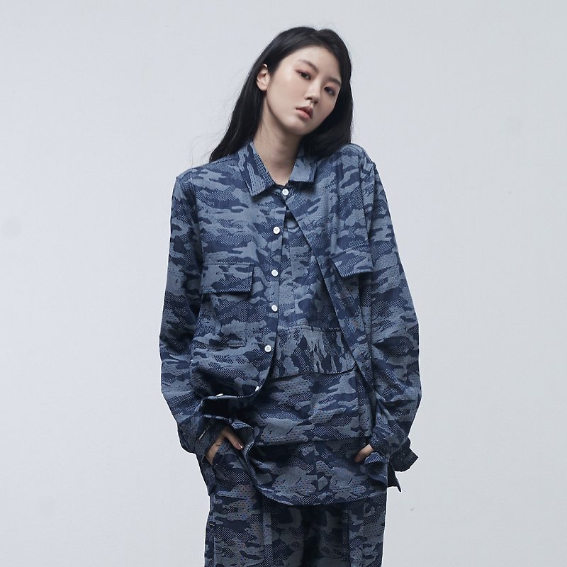 DYCTEAM - Camo Pattern Shirt - 男装外套 - 棉．麻 蓝色