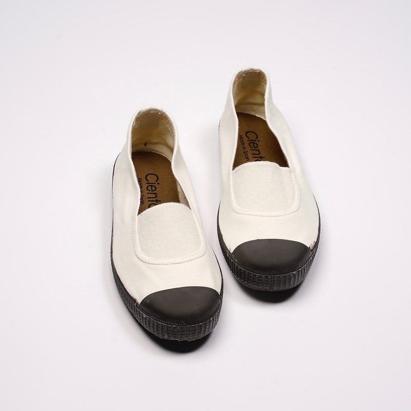 西班牙帆布鞋 CIENTA U75997 05 白色 黑底 经典布料 大人 - 女款休闲鞋 - 棉．麻 白色