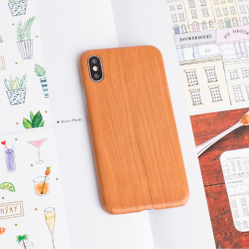 【纯木手机壳】iPhone XR -樱桃木 - 手机壳/手机套 - 木头 橘色
