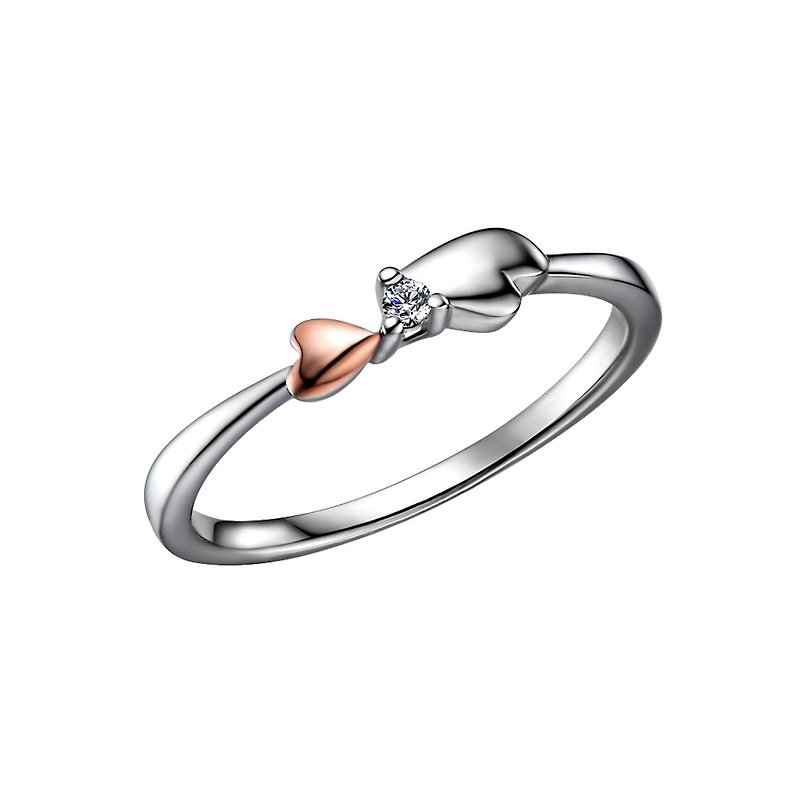 女戒指 尾戒推荐  钻石14K金 甜  心   招财好运到 - 戒指 - 钻石 银色