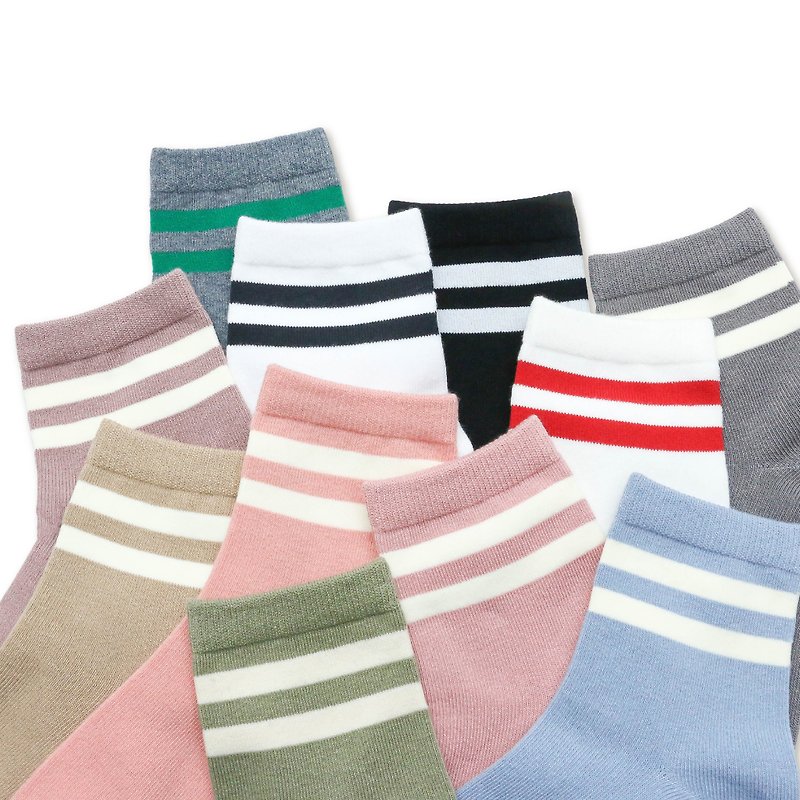 经典条纹棉质短统袜 | 男女尺寸 - 袜子 - 棉．麻 多色