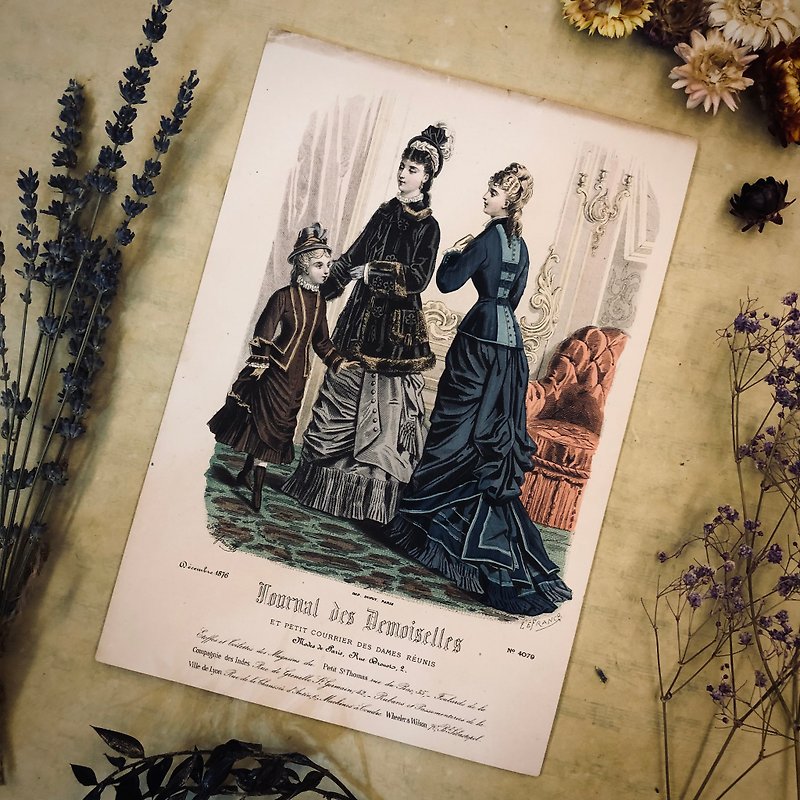法国百年手工上色19世纪时装版画 - 其他 - 纸 卡其色
