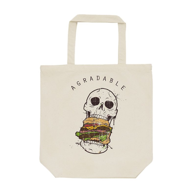 tote bag / Crazy Burger - 手提包/手提袋 - 棉．麻 卡其色