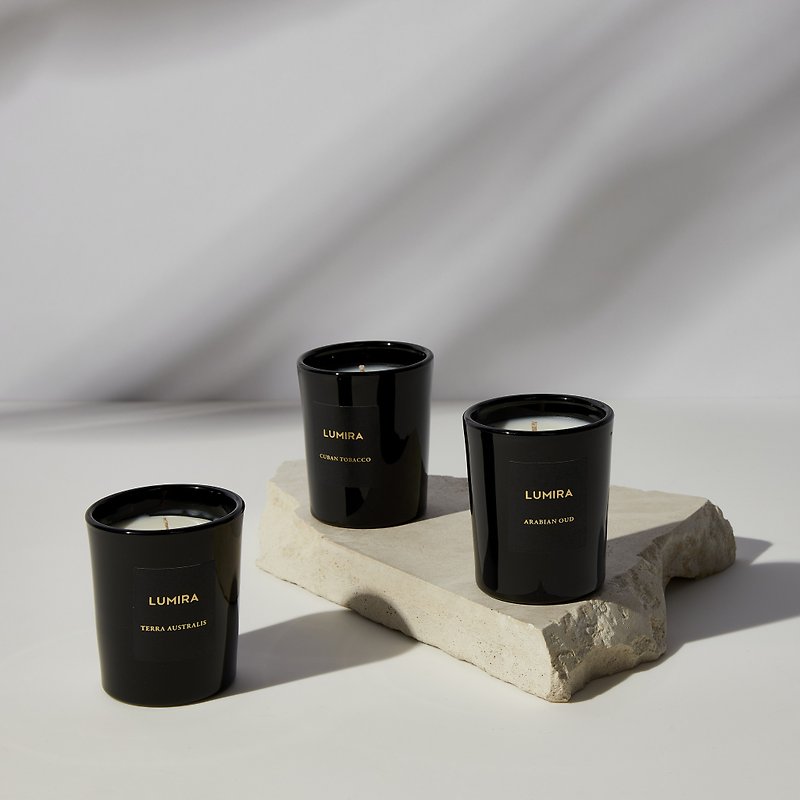 澳洲LUMIRA香氛蜡烛礼盒 | 沉稳中性调 (60g x 3入) - 蜡烛/烛台 - 玻璃 黑色