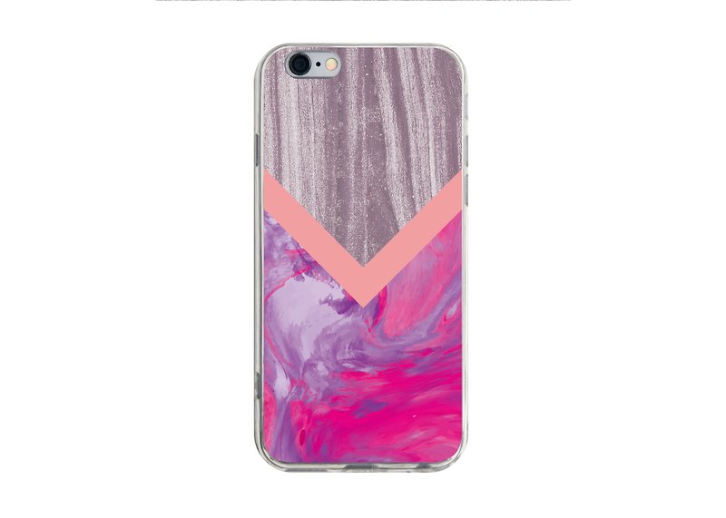 粉紫木云石纹透明手机壳iPhone13 12 11 Max三星华为小米PCTP-AM8 - 手机壳/手机套 - 塑料 粉红色