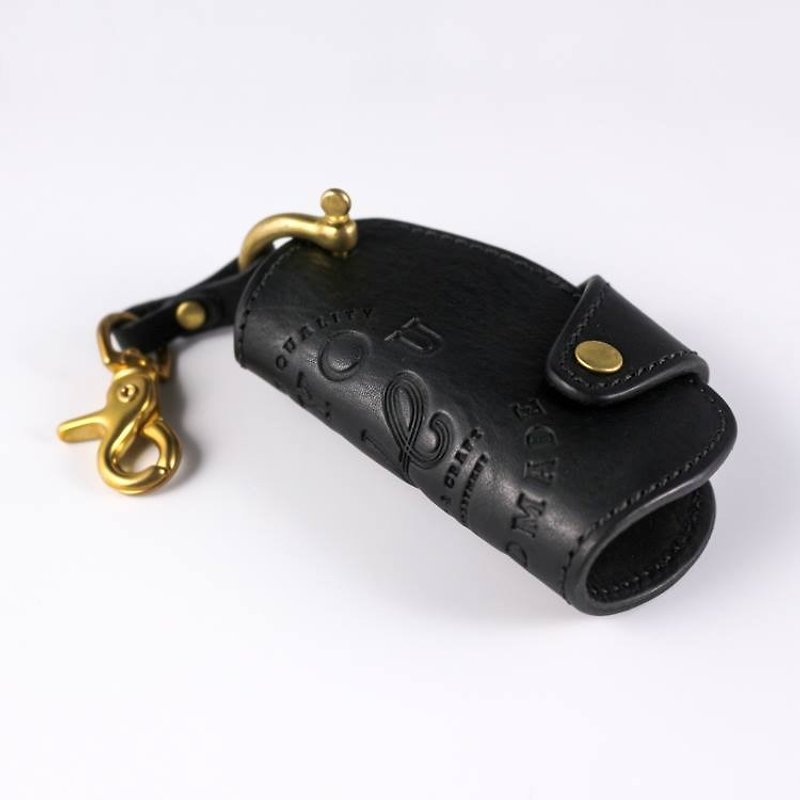 Leather Key Holder 皮革钥匙套-黑 - 钥匙链/钥匙包 - 真皮 黑色
