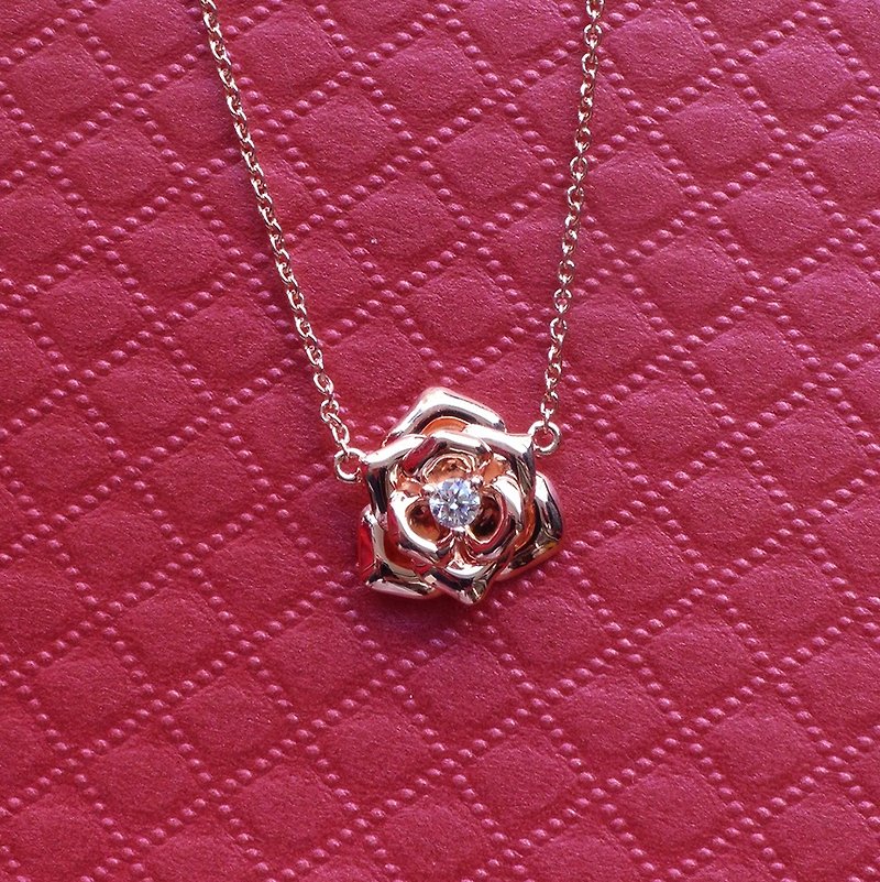 ❋Tooo Mini❋ << 玫瑰园的回忆>> 玫瑰花环保钻石项链 - 项链 - 宝石 粉红色