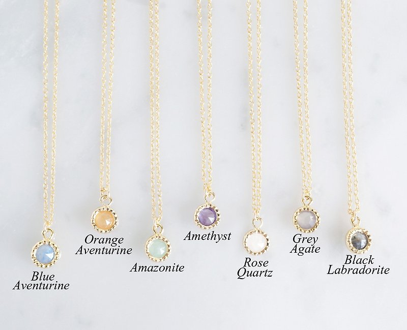 【14KGF】Necklace, -Tiny Gemstone- - 项链 - 宝石 金色