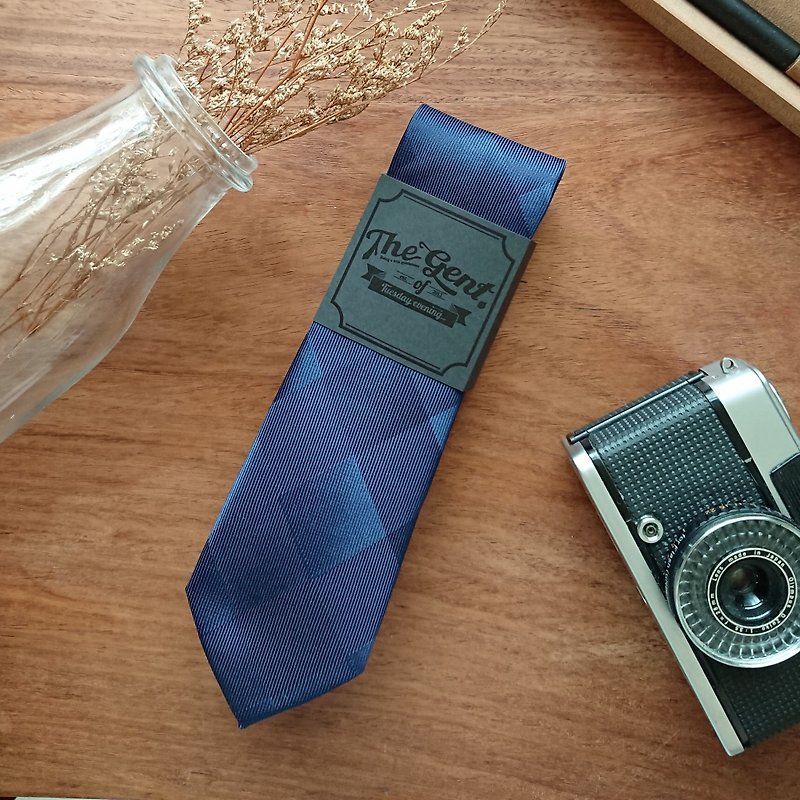 The GENT Blue Diamond Necktie - 领带/领带夹 - 棉．麻 蓝色