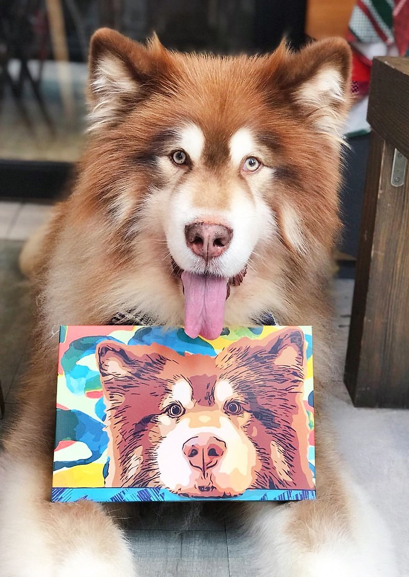 长28x19cm 定制化 宠物画 设计 狗 人像 无框画 pop art 礼物