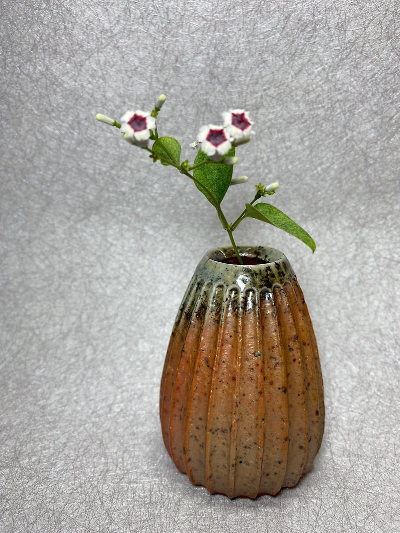 柴烧 x 矿砂线条花瓶 - 花瓶/陶器 - 陶 