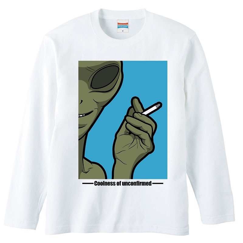 ロングスリーブTシャツ / Alien / Cigarette - 男装上衣/T 恤 - 棉．麻 白色